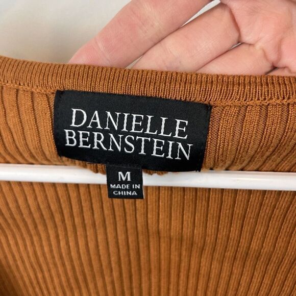 Danielle Bernstein Revolve Ribbed Rust Orange Tie Front Cardigan Rayon Nylon Siz - Picture 6 of 7